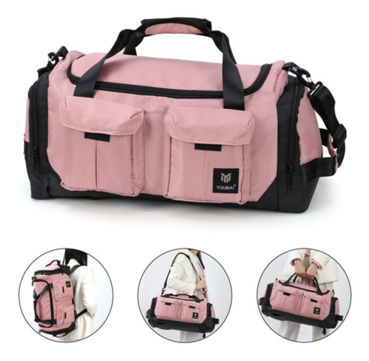 Maleta Deportiva Bolsa Gym Viaje Mochila Rosa