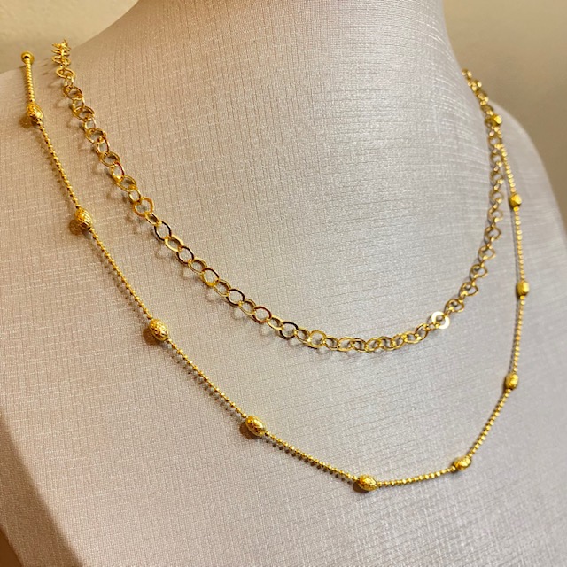 Cadena con bolitas- Baño de oro 18K- Cadena dorada- Collar dorado