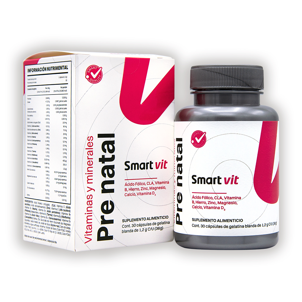 Smart Vit Pre Natal Vitaminas y Minerales Mujeres 30 cápsulas Suplemento alimenticio 