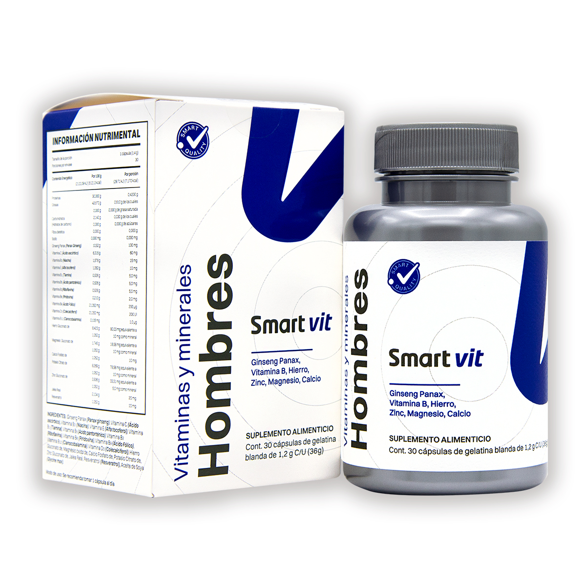 Smar Vit Vitaminas y Minerales Hombres 30 capsulas Suplemento Alimenticio
