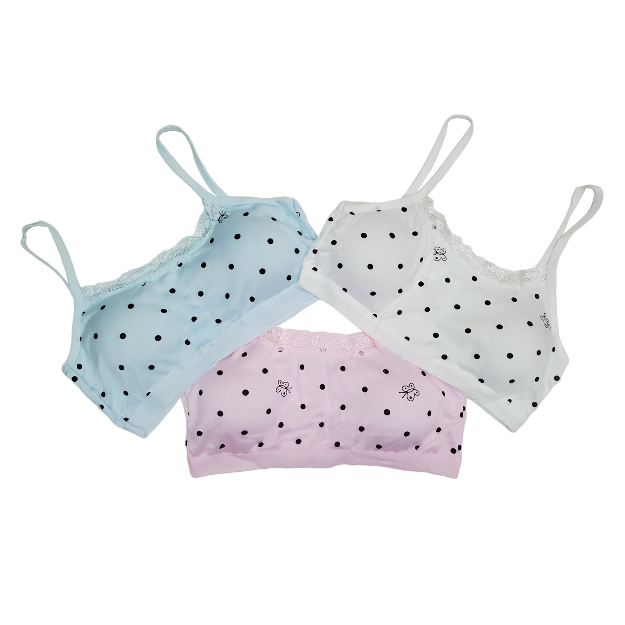 Corpiño Top Tirante Delgado Encaje Estampado Niña 6pz