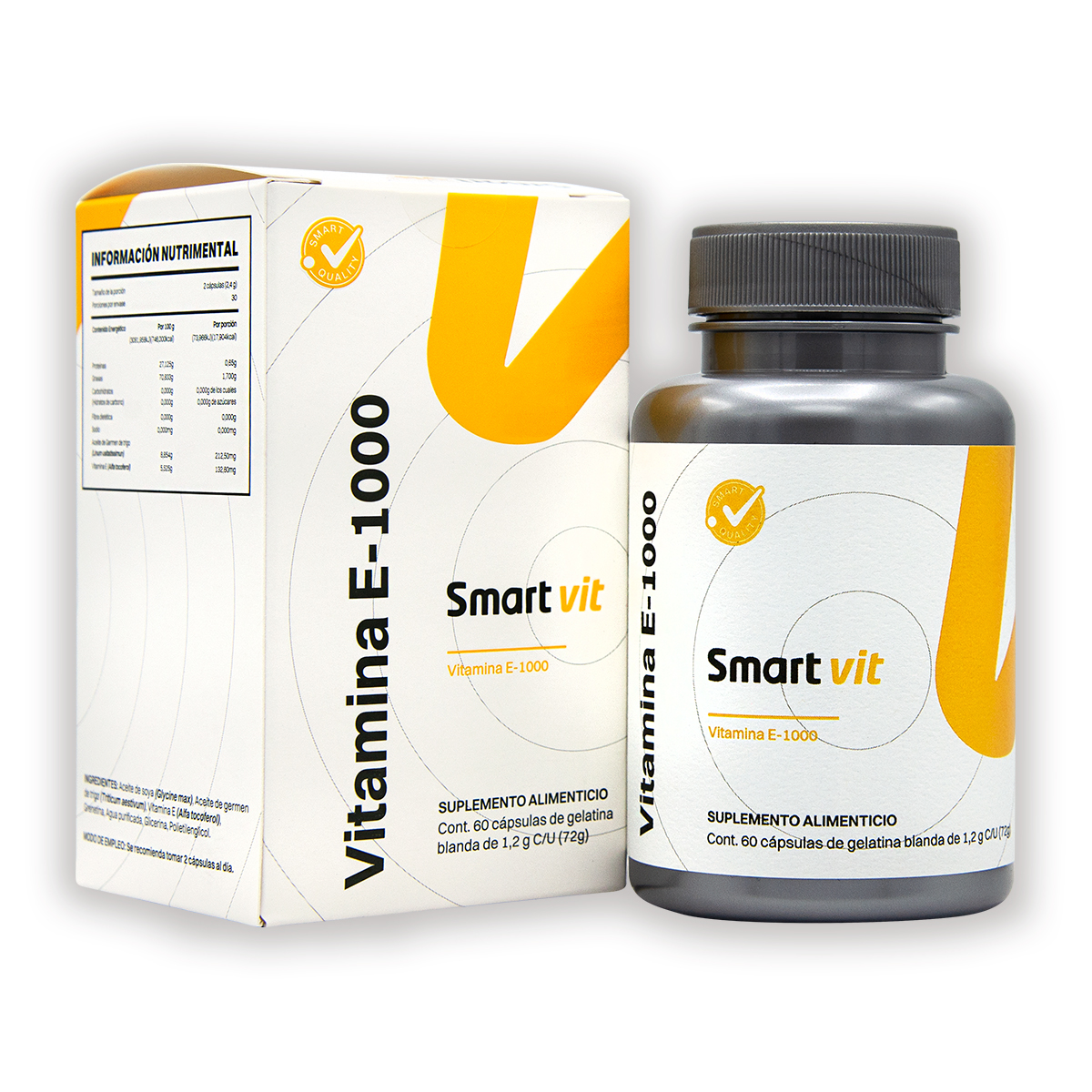 Smart Vit Vitamina E-1000, 60 capsulas Suplemento alimenticio