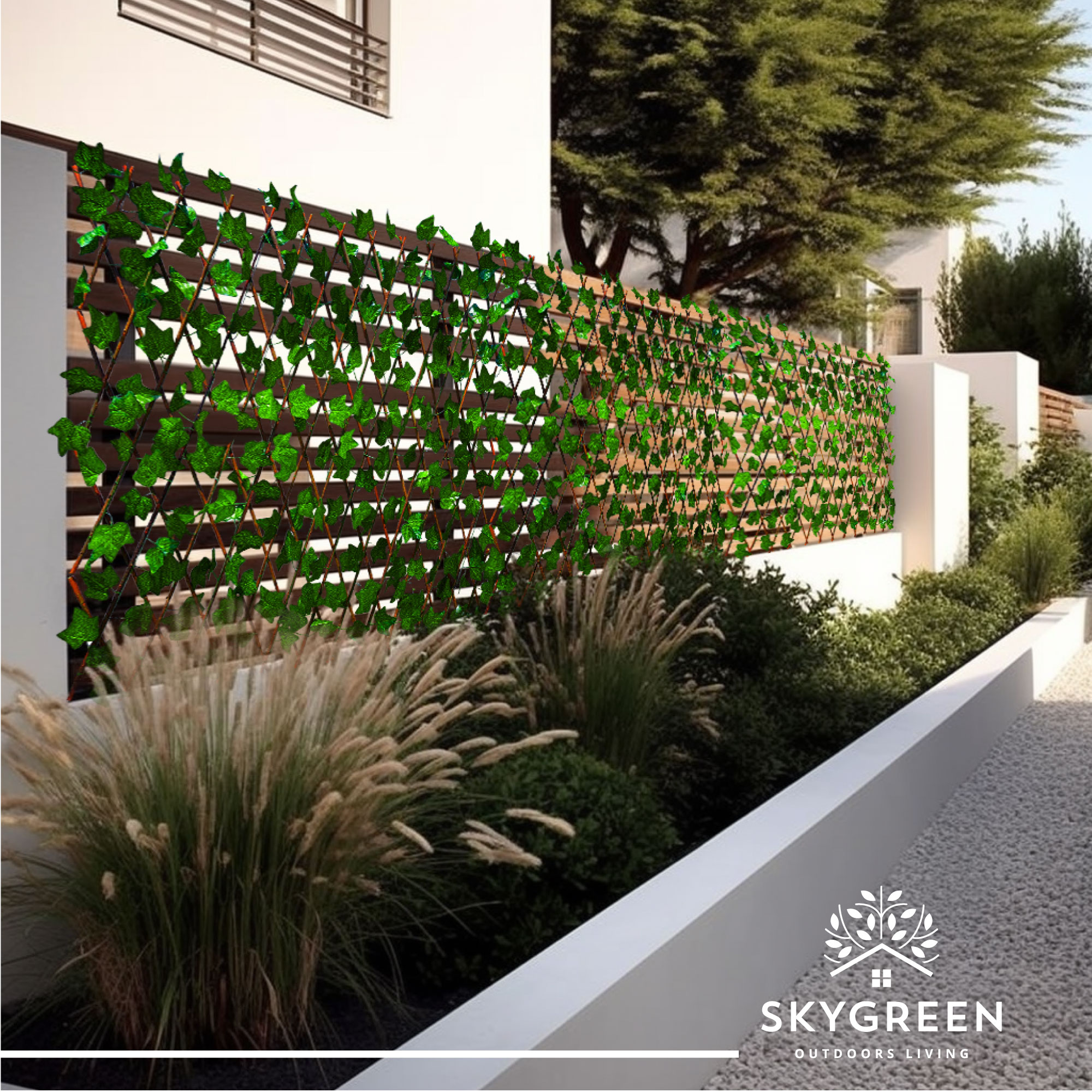 Muro Verde Valla Expandible 125 x 35cm Hoja Artificial 2pz 