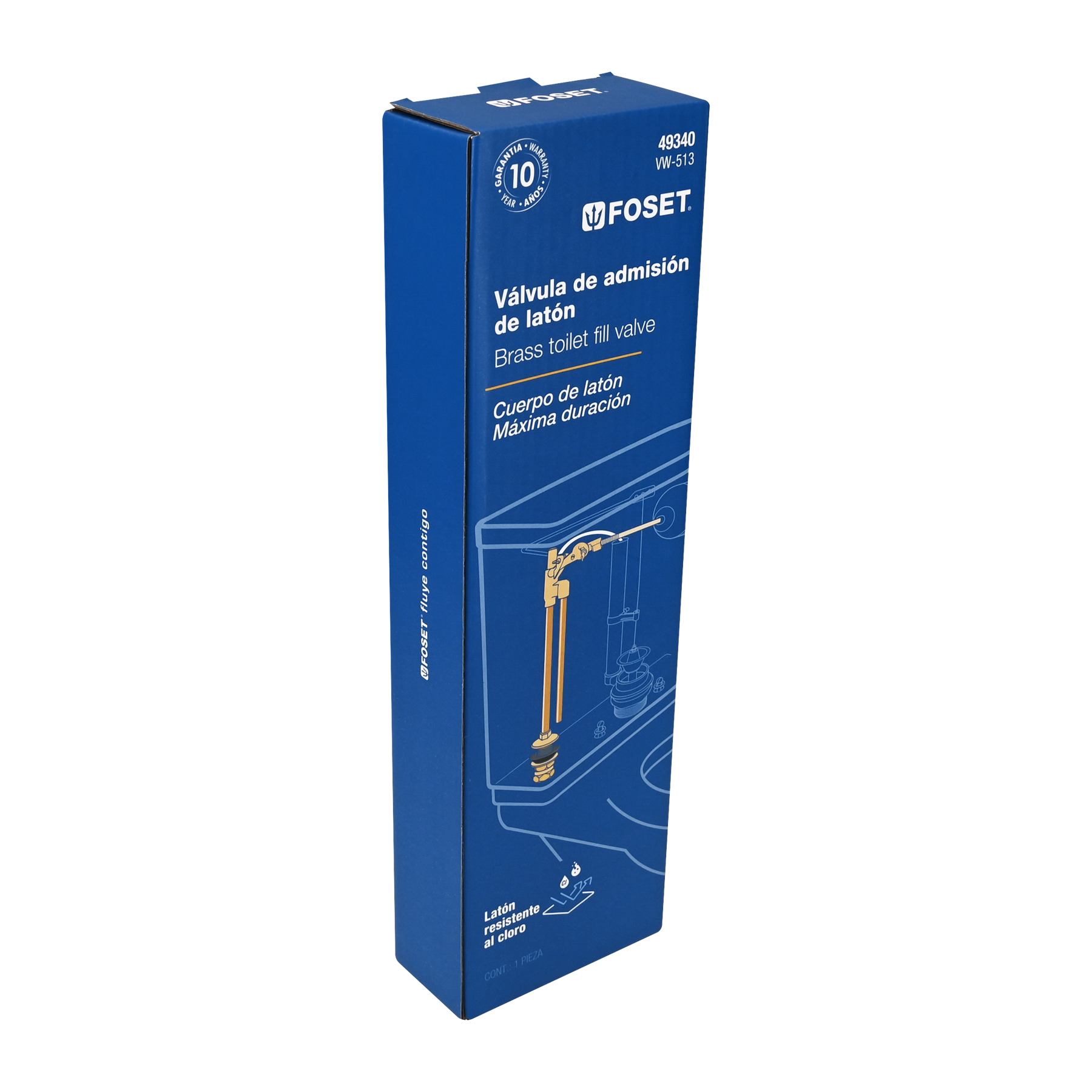 VÁLVULA DE LLENADO DE LATÓN PARA TANQUE BAJO, FOSET 49340