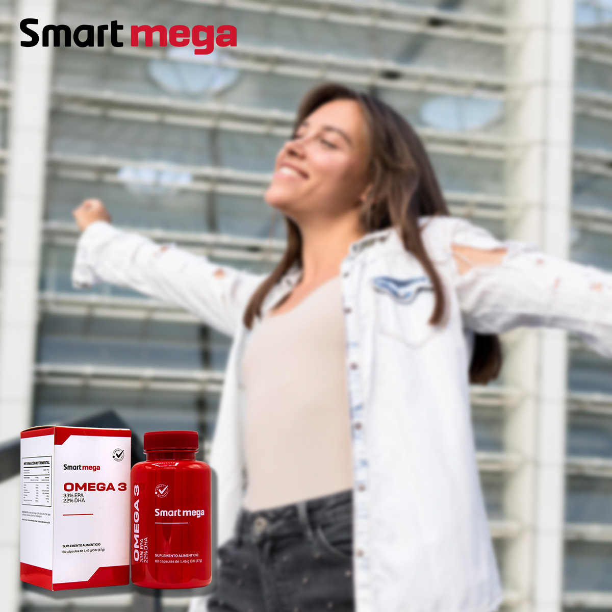 Smart Mega OMEGA 3 33% EPA + 22% DHA 30 capsulas Suplemento alimenticio