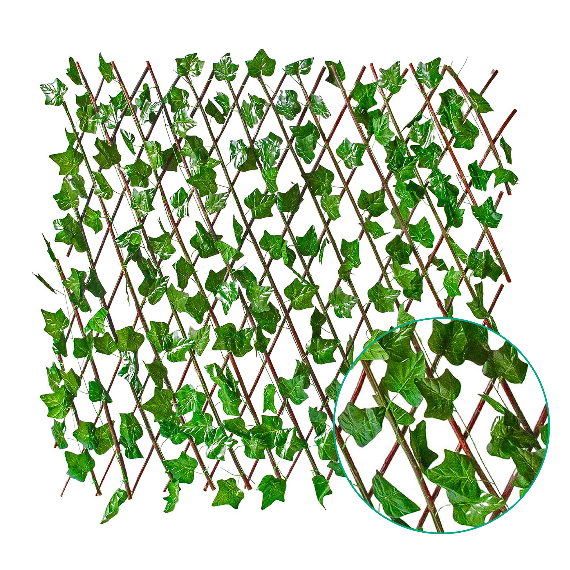 Muro Verde Valla Expandible 125 x 35cm Hoja Artificial 4pz 