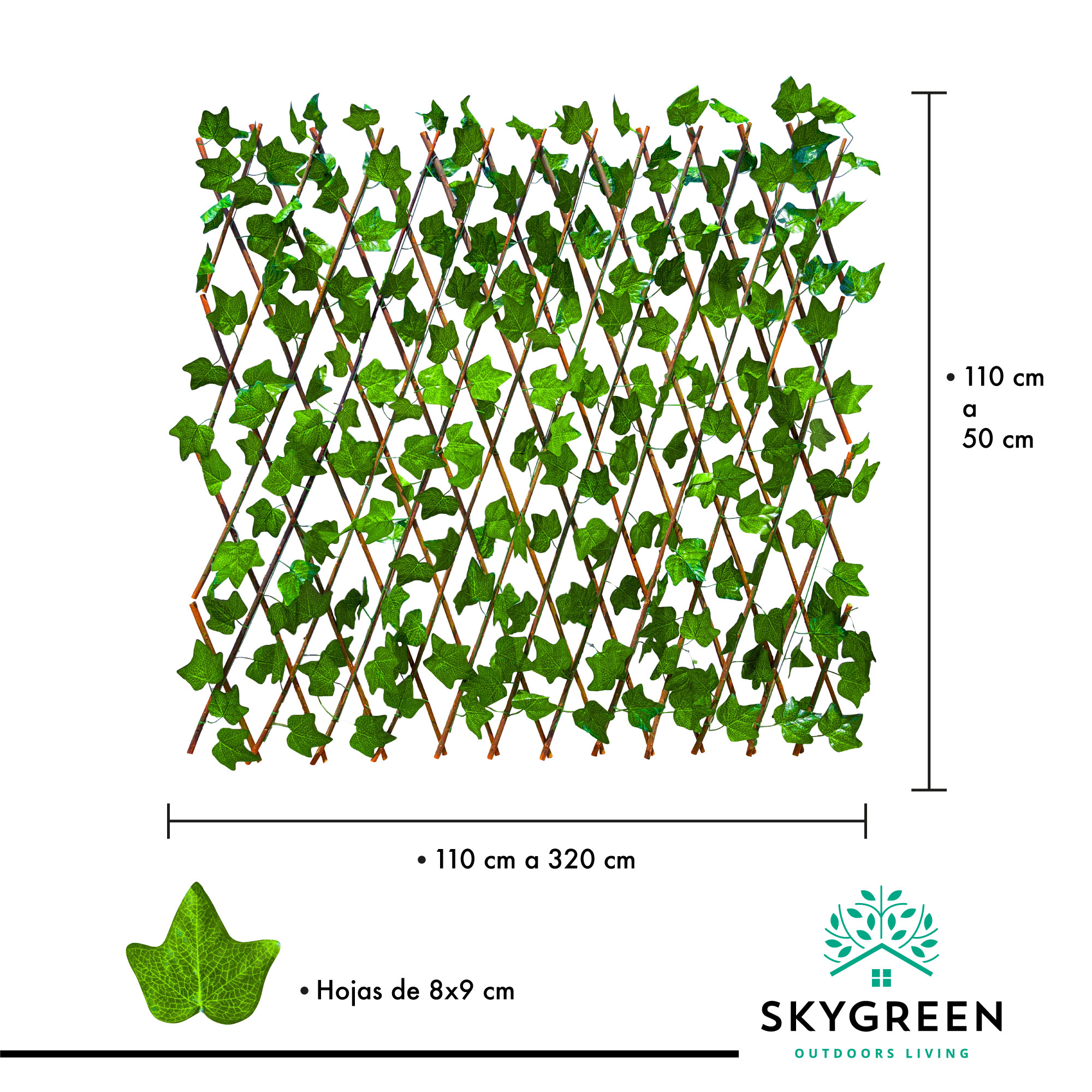 Muro Verde Valla Expandible 125 x 35cm Hoja Artificial 4pz 