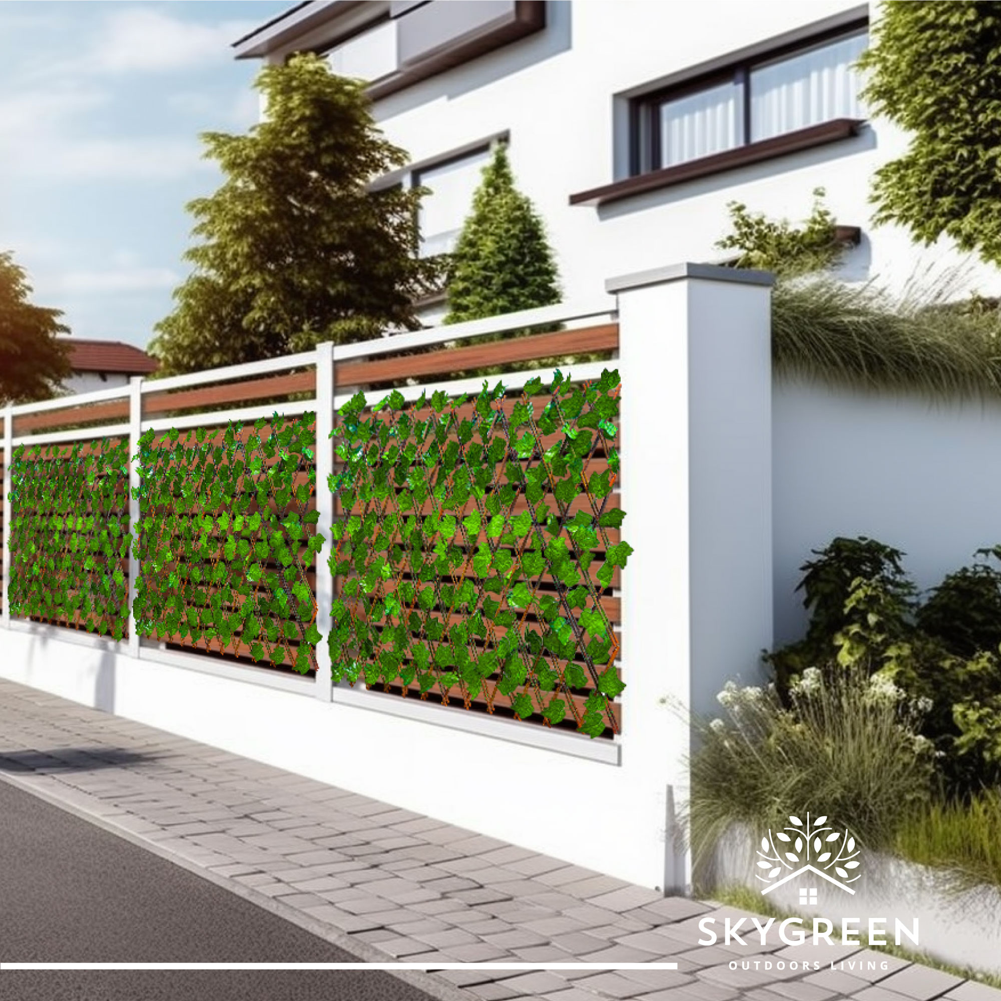 Muro Verde Valla Expandible 125 x 35cm Hoja Artificial 4pz 