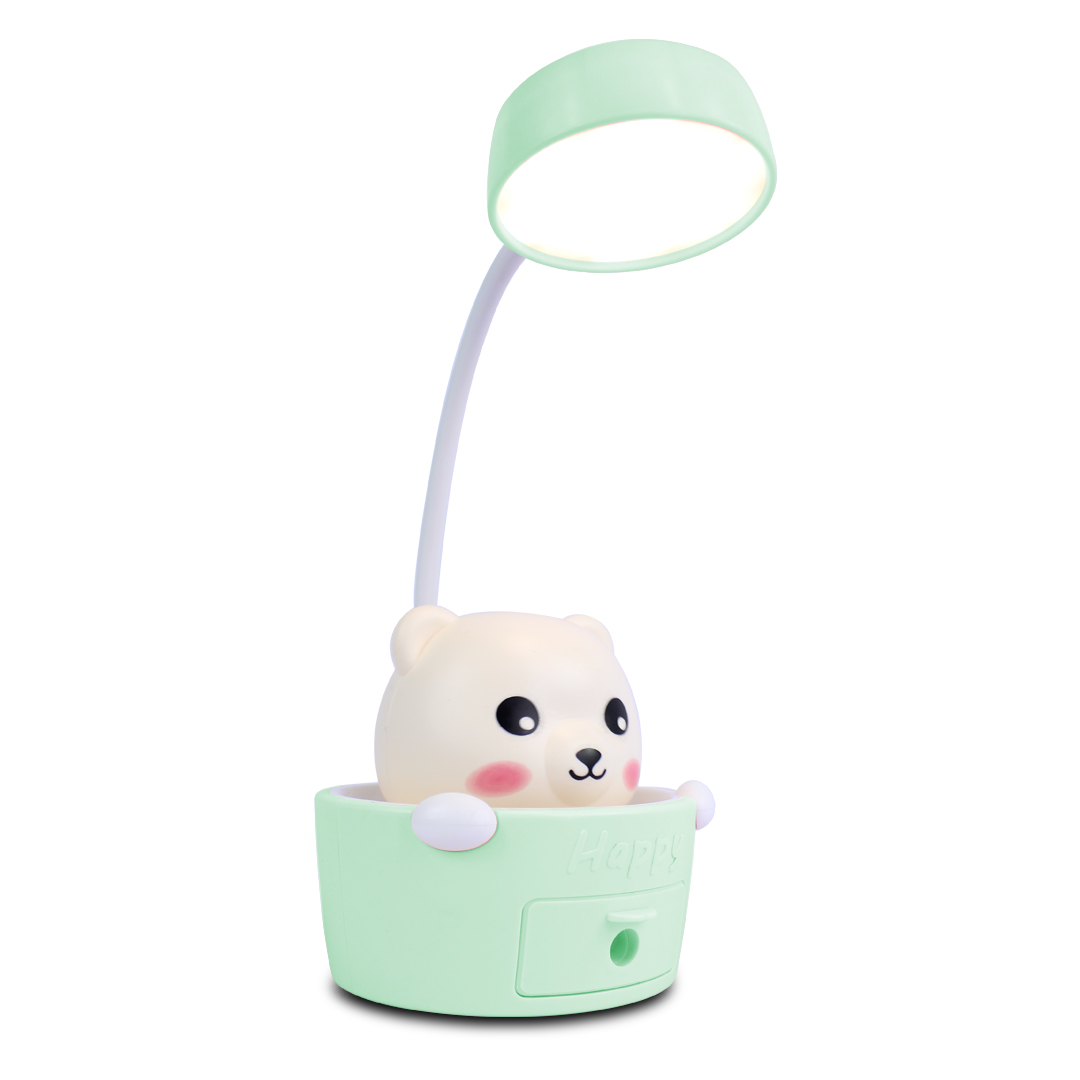 Mini Lampara De Escritorio Led Osito Happy Con Sacapuntas