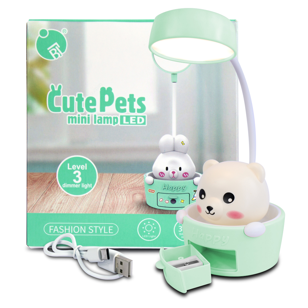 Mini Lampara De Escritorio Led Osito Happy Con Sacapuntas