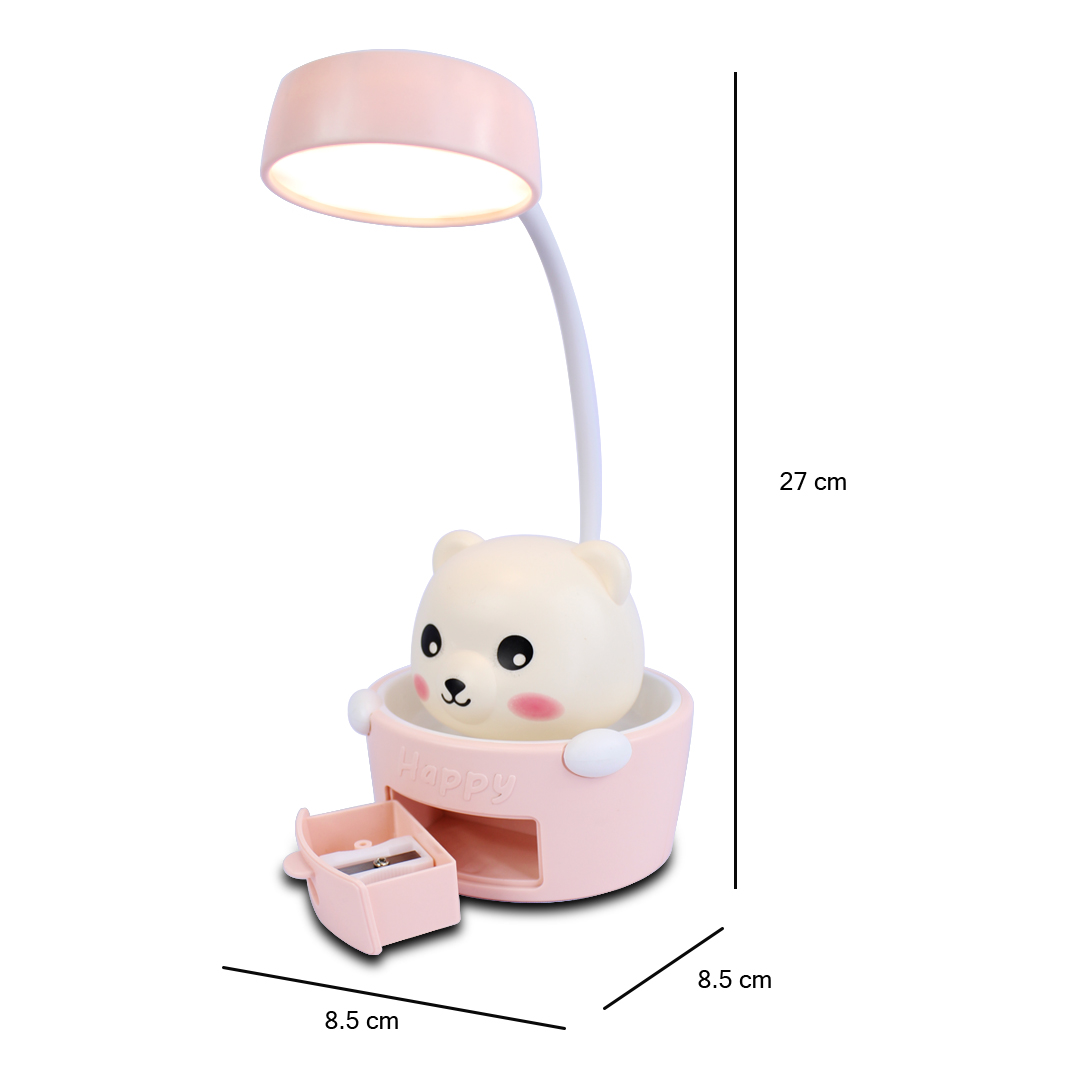 Mini Lampara De Escritorio Led Osito Happy Con Sacapuntas