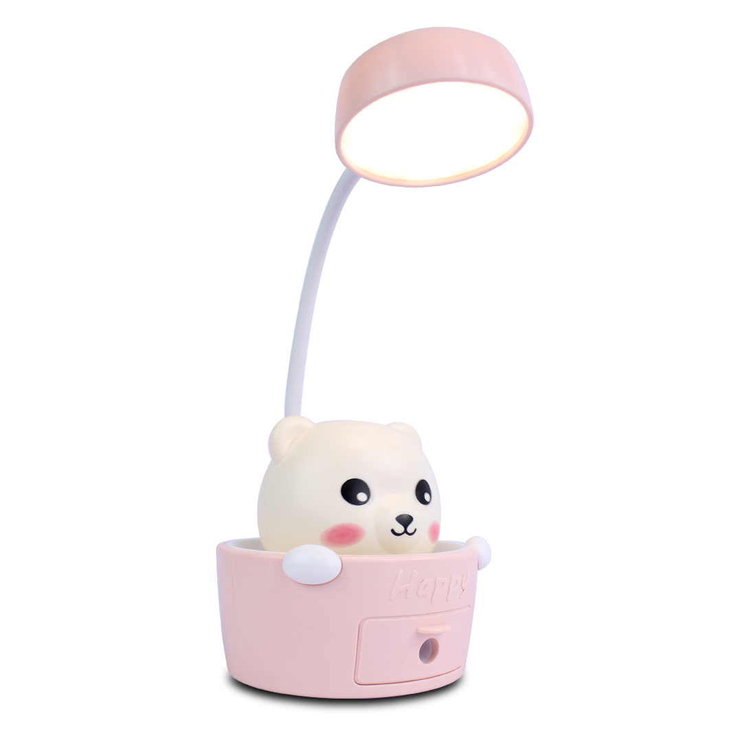Mini Lampara De Escritorio Led Osito Happy Con Sacapuntas