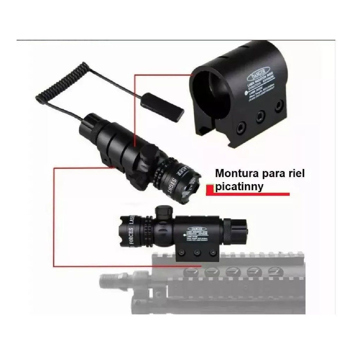 Apuntador Láser Verde Tactico Montura Para Riel 800m