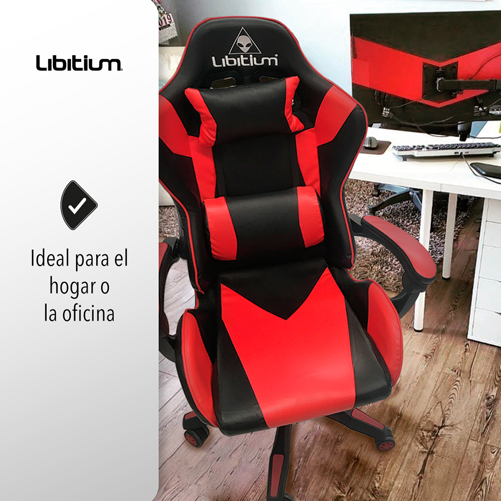 Silla Gamer Libitium Gaming Consola Pc Ergonomica Reclinable Rojo.