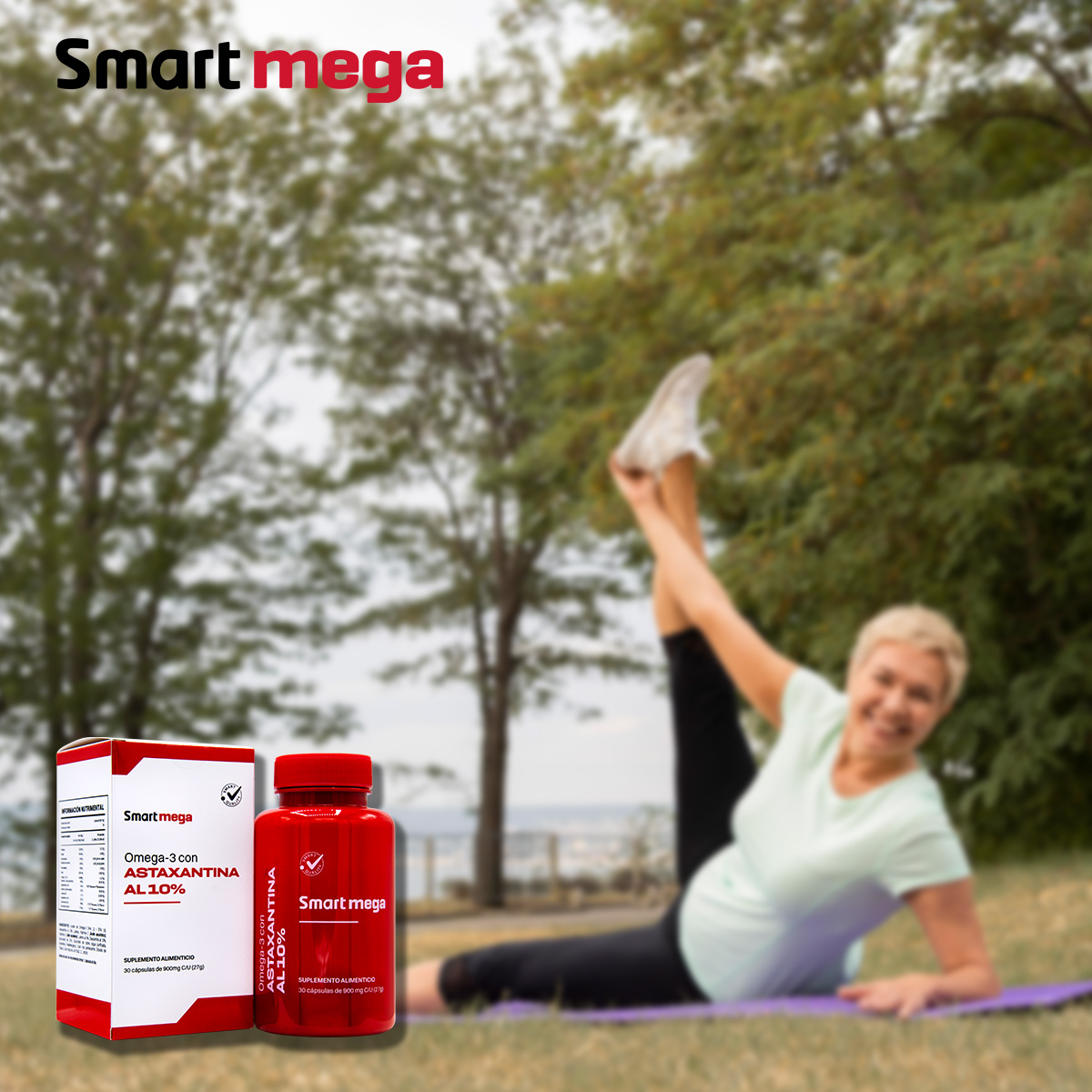 Smart Mega Omega 3 con Astaxsantina al 10% 30 Cápsulas Suplemento Alimenticio