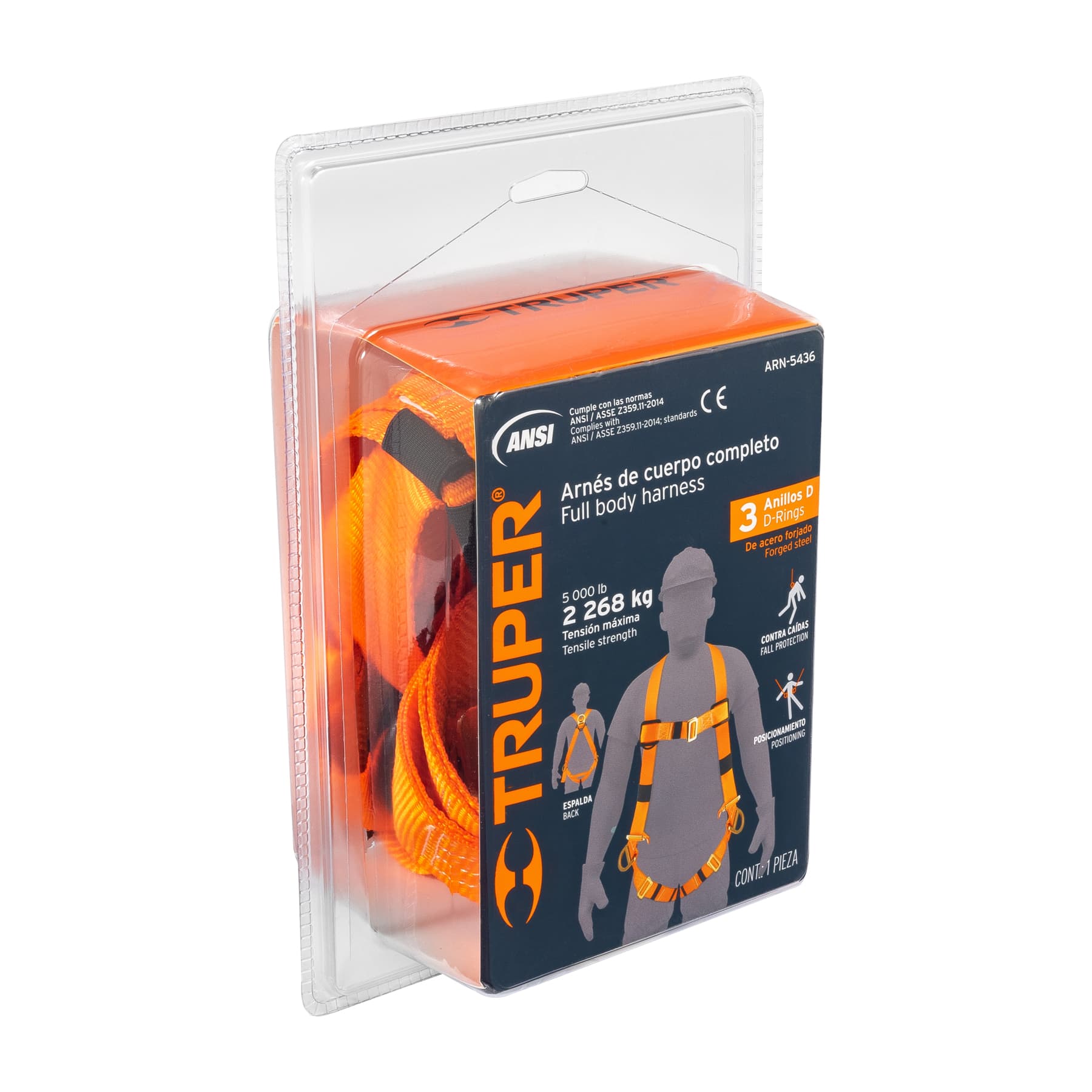 ARNÉS DE CUERPO COMPLETO 3 ANILLOS, LATERALES, ANSI, TRUPER
