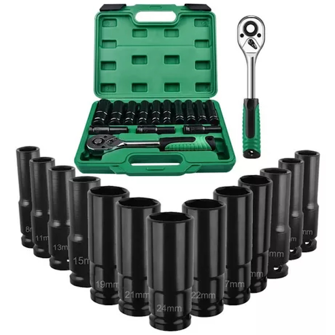 Kit De Llaves Vaso 1/2 Mecanica C/llave Carraca 14pz Shawty