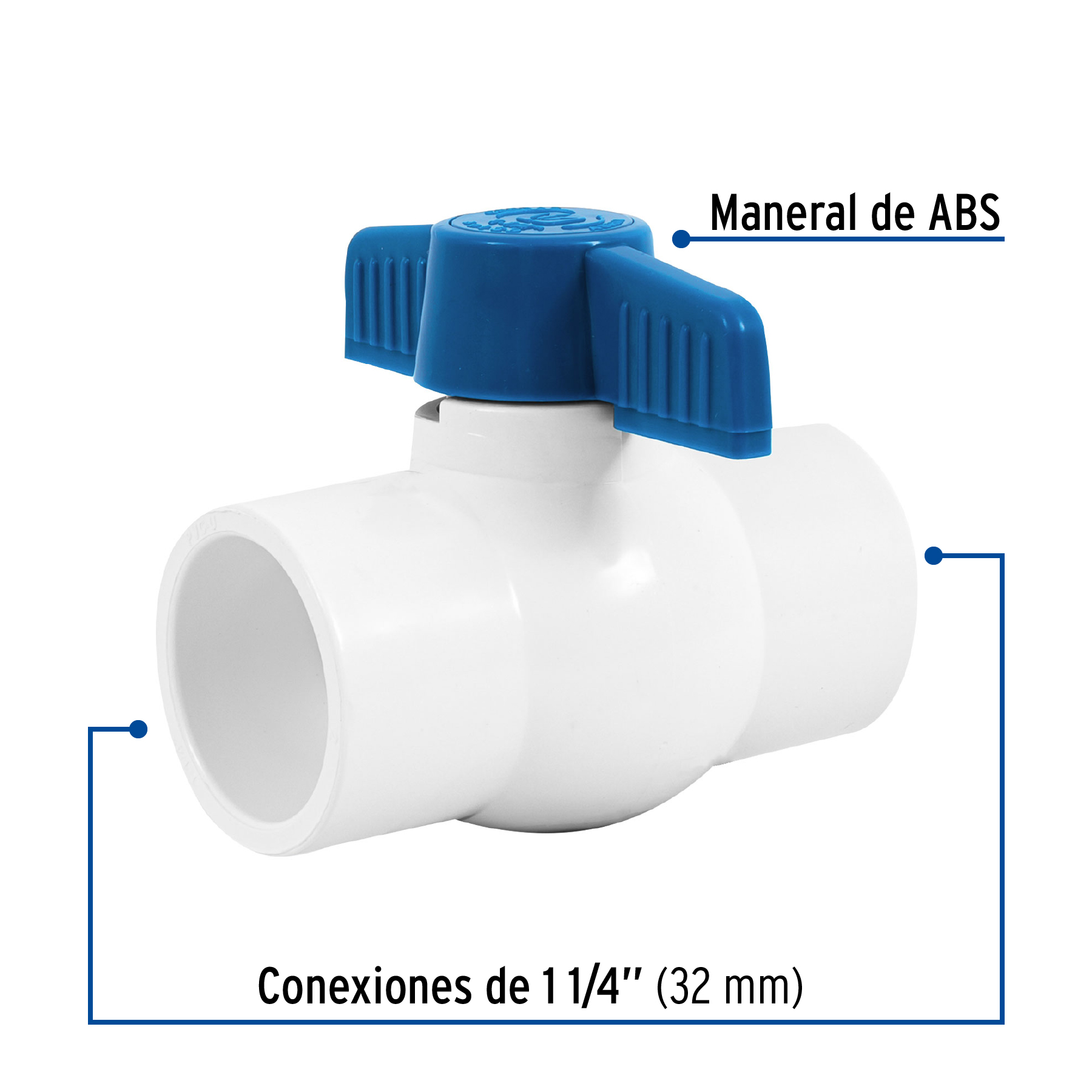 VÁLVULA DE ESFERA DE PVC 1 1/4" PARA CEMENTAR, FOSET 