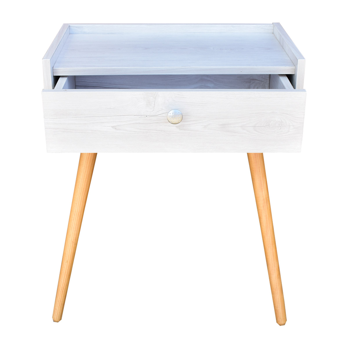 Buro Marsella o mesa de noche Hogare, Minimalista, Fácil armado, Fabricado en melamina texturizada color Blanco