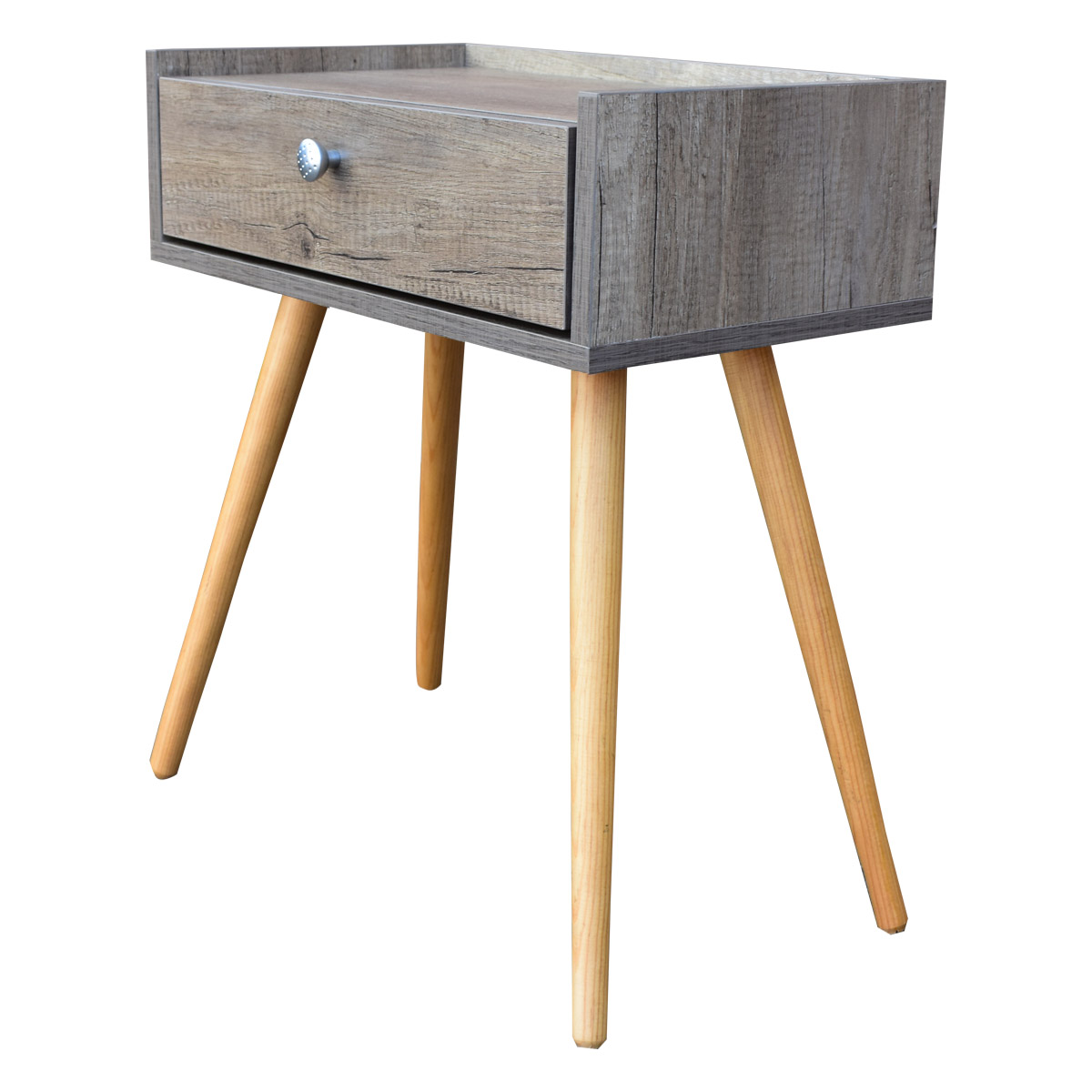 Buro Marsella o mesa de noche Hogare, Minimalista, Fácil armado, Fabricado en melamina texturizada color Rustik Wood