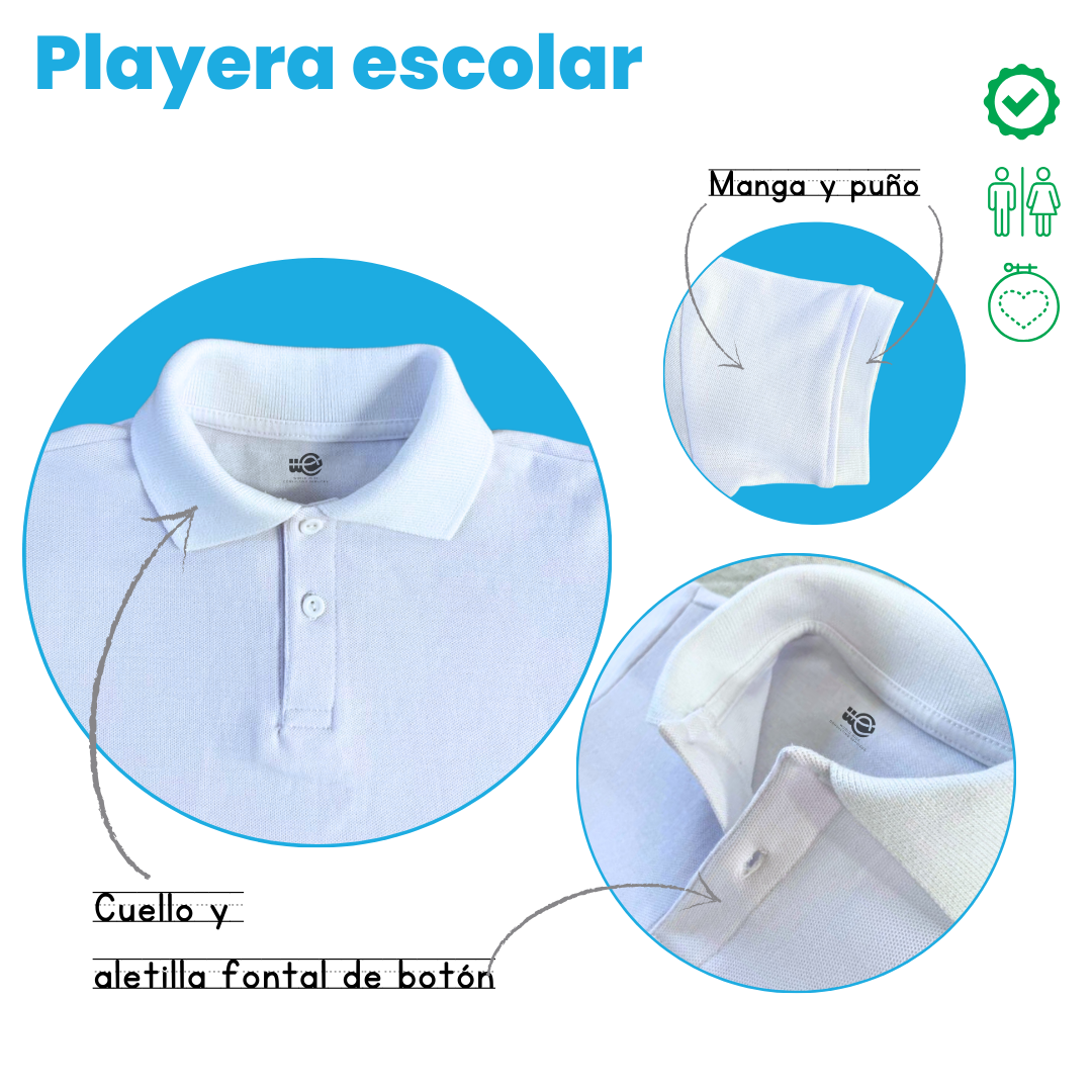 Playera Tipo Polo para Niñas-Niños, Tallas 4-16, Casual/ Sport / Escolar (x1 pza)