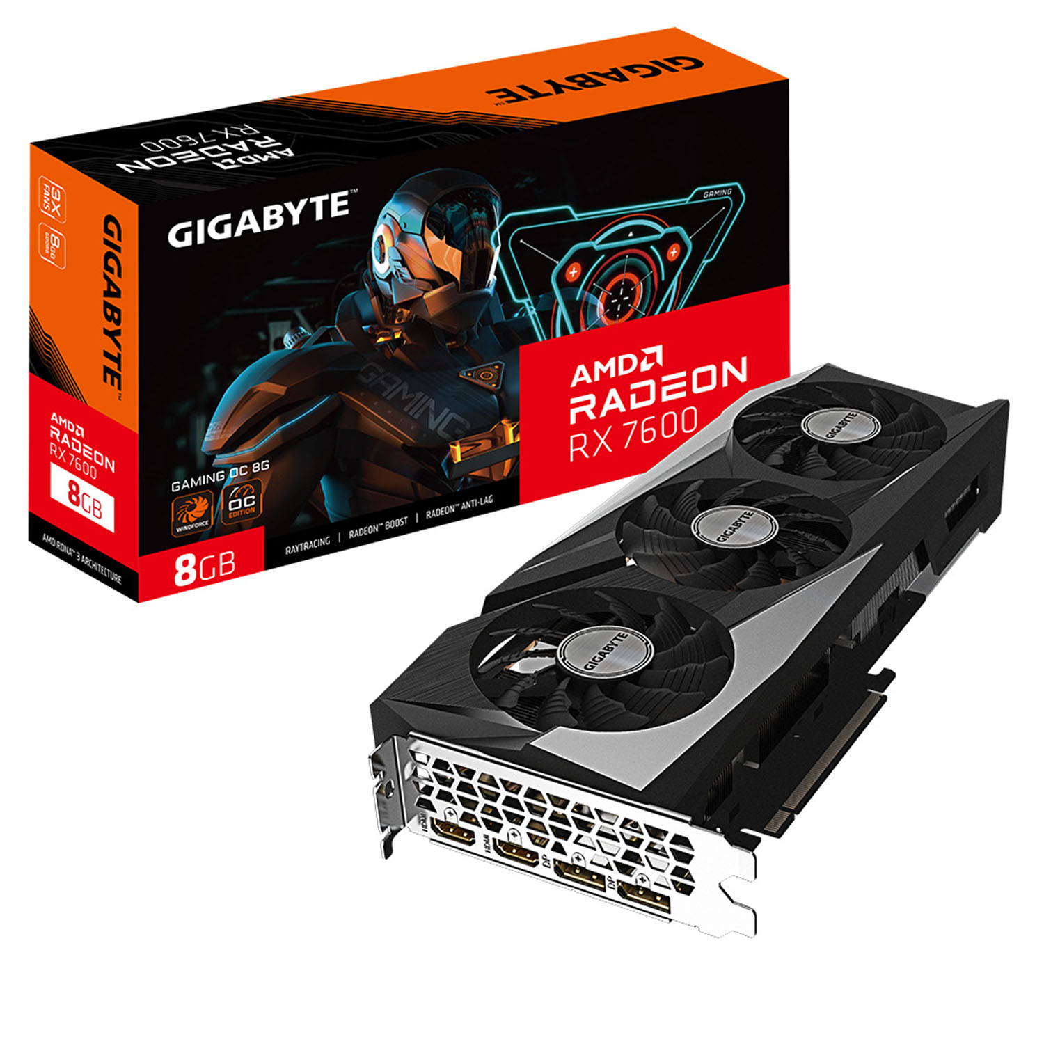 Tarjeta de Video Gigabyte AMD Radeon RX 7600 GAMING OC 8G 8GB GDDR6X PCI Express 4.0.
