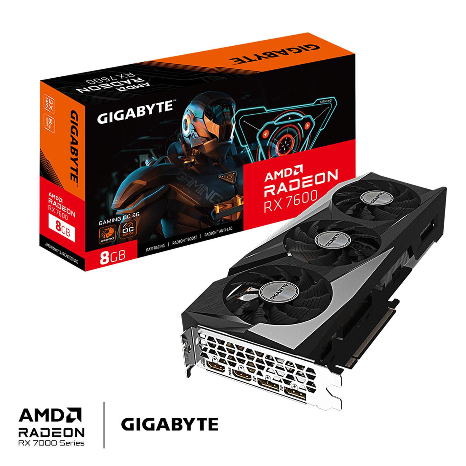 Tarjeta de Video Gigabyte AMD Radeon RX 7600 GAMING OC 8G 8GB GDDR6X PCI Express 4.0.