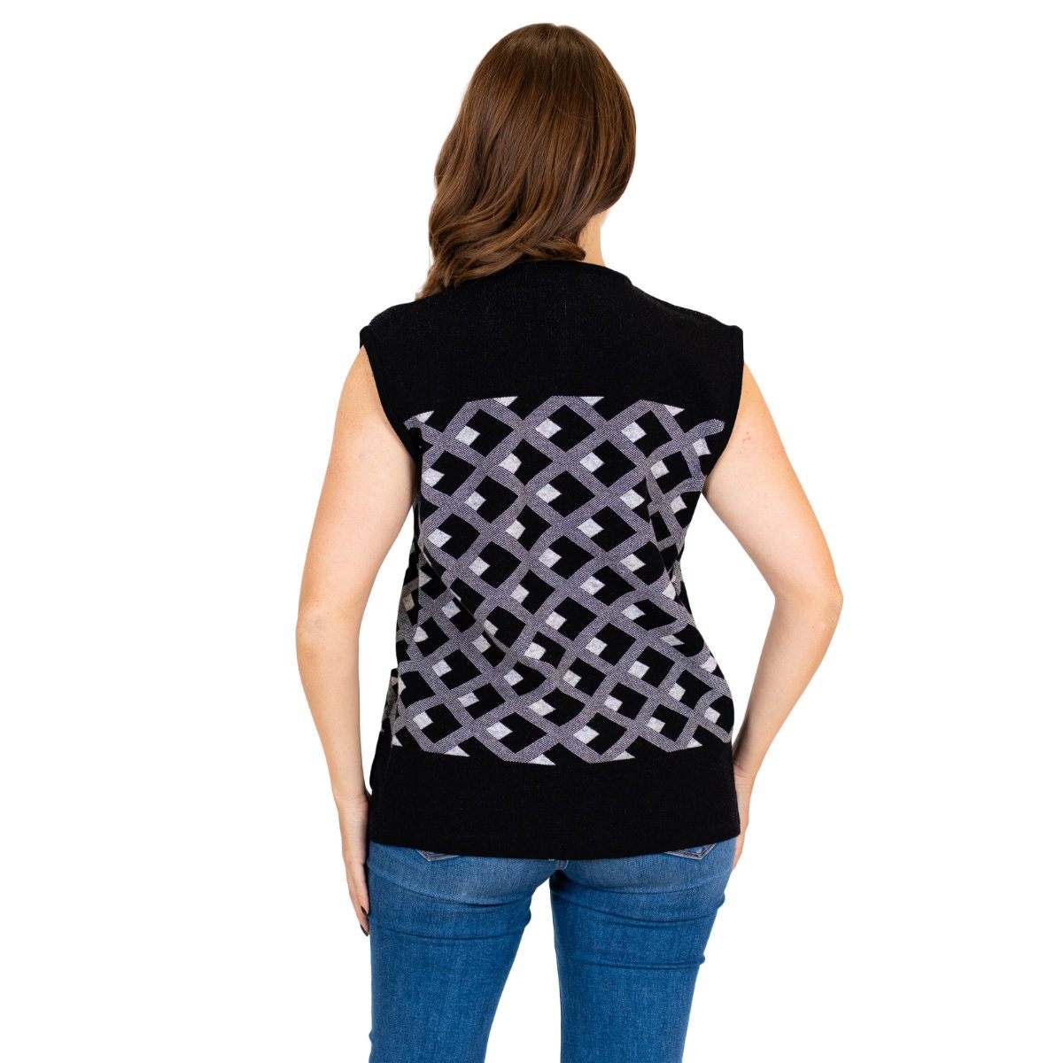 Chaleco Rombos con bolsillos para Mujer 88 - Negro