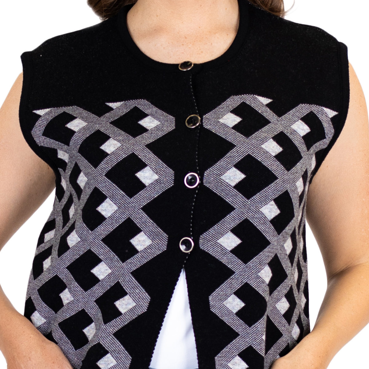 Chaleco Rombos con bolsillos para Mujer 88 - Negro