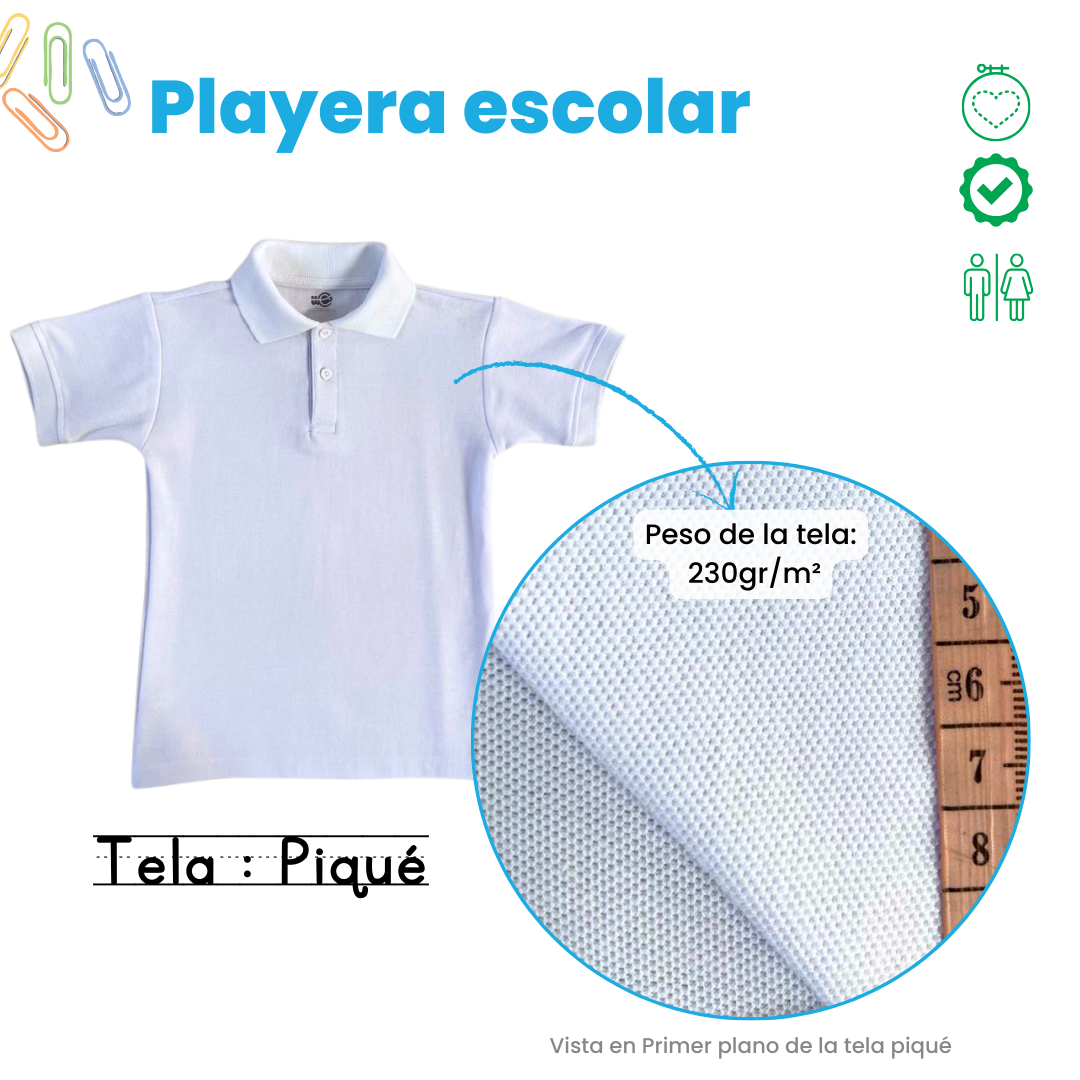 Playera Tipo Polo para Niñas-Niños, Tallas 4-16, Casual/ Sport / Escolar (x1 pza)