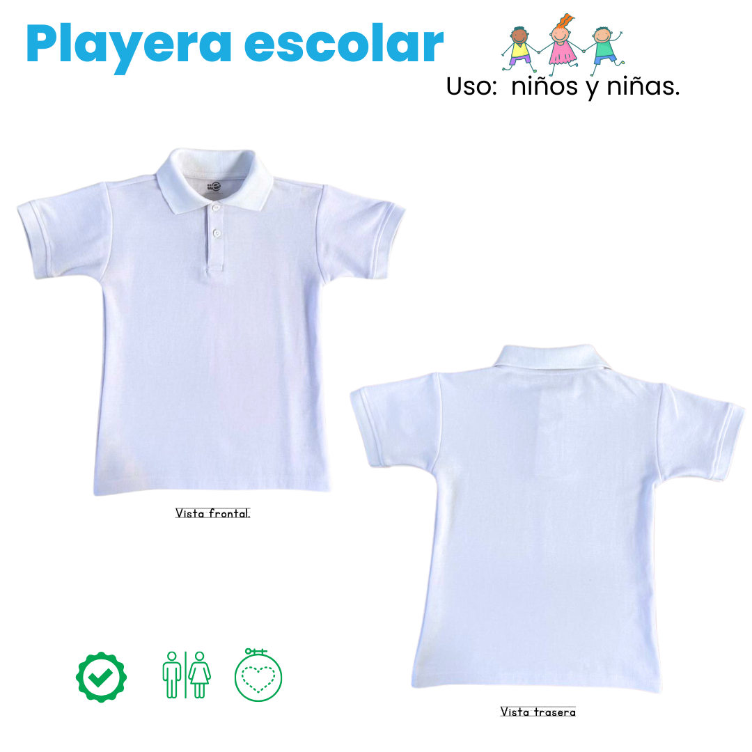 Playera Tipo Polo para Niñas-Niños, Tallas 4-16, Casual/ Sport / Escolar (x1 pza)