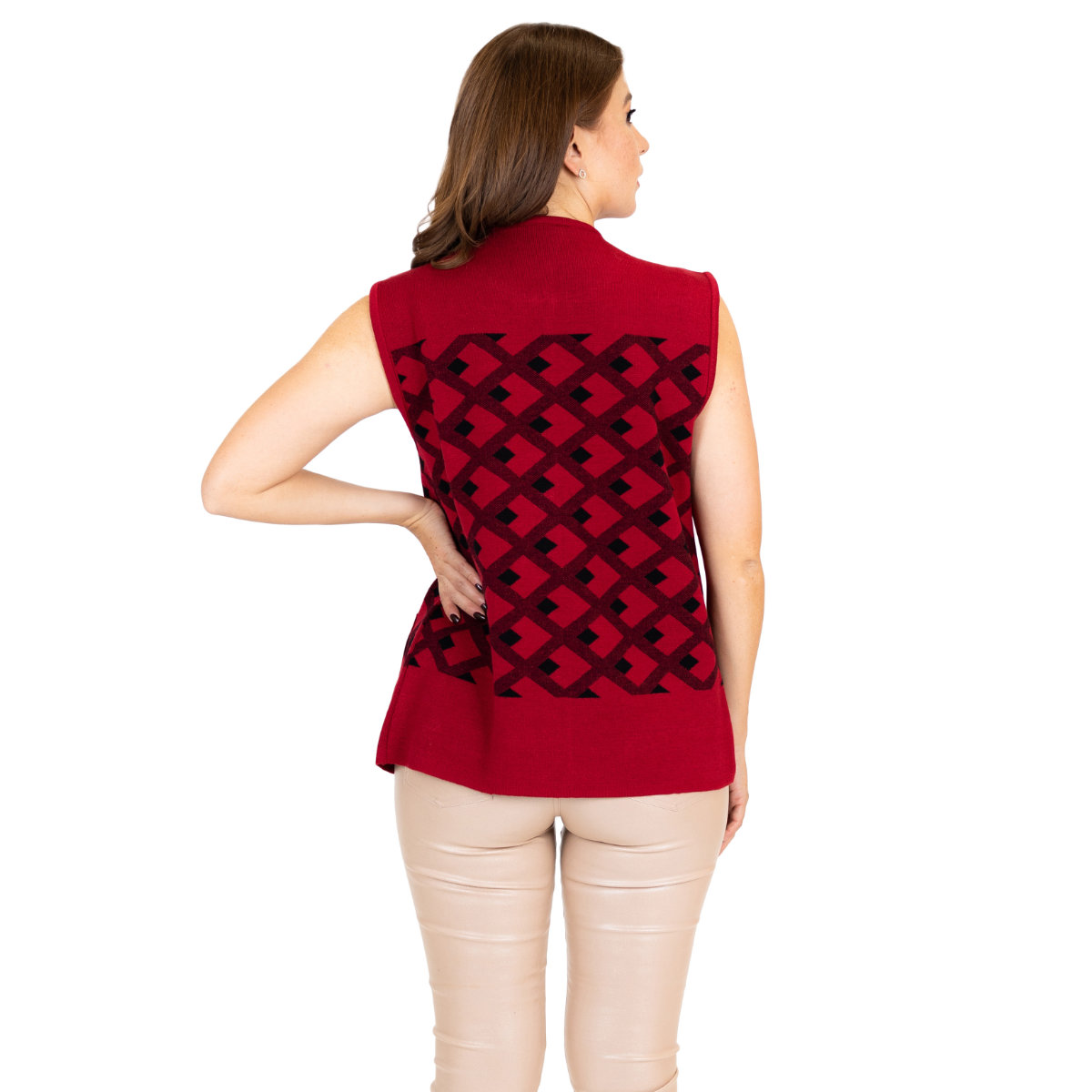 Chaleco Rombos con bolsillos para Mujer 88 - Rojo