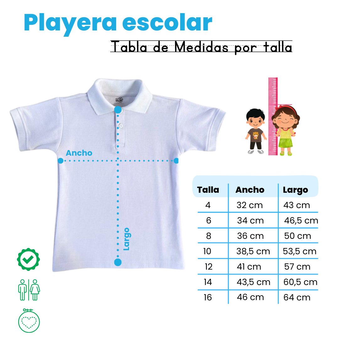 Playera Tipo Polo para Niñas-Niños, Tallas 4-16, Casual/ Sport / Escolar (x3 pzas)