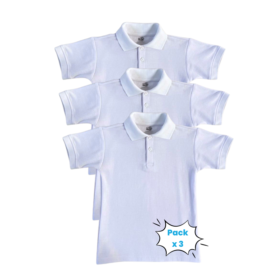 Playera Tipo Polo para Niñas-Niños, Tallas 4-16, Casual/ Sport / Escolar (x3 pzas)