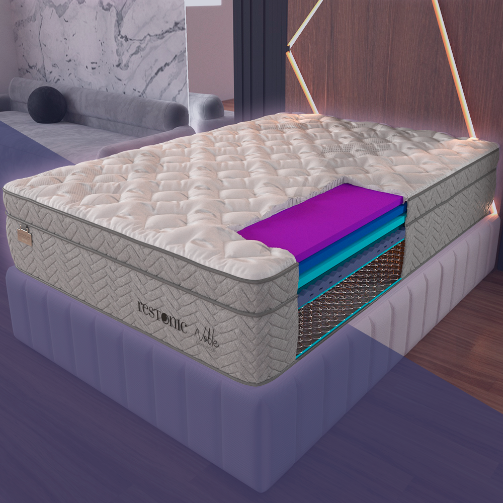Colchon Matrimonial Restonic Noble Con Mega Colchoneta Confort Para Descanso Premium