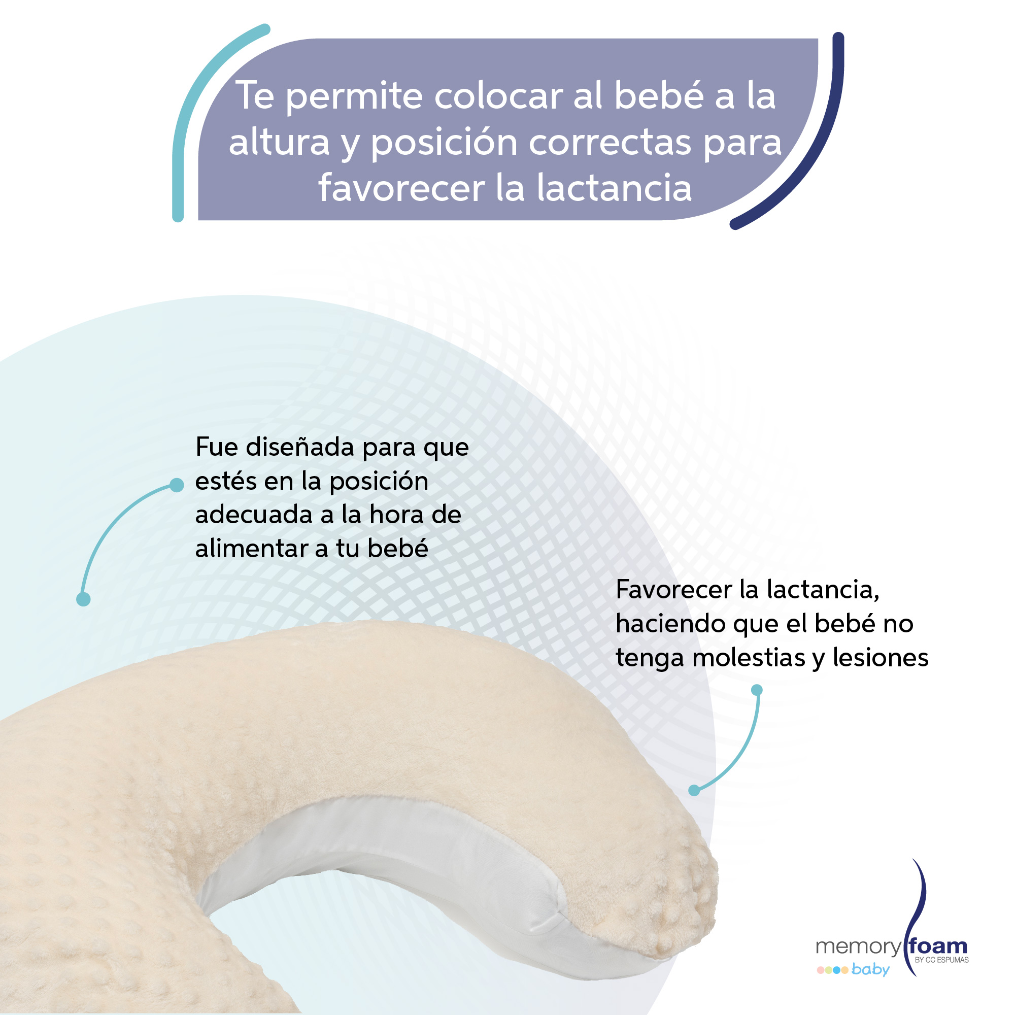 Memory Foam | Almohada De Lactancia/ Cojín para Alimentar Bebé con Biberón  o Fórmula - Con Funda Lavable color Beige.