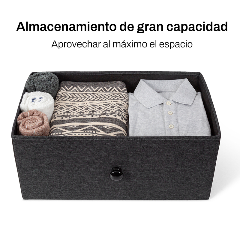 Comoda De 9 Cajones Fabato De Tela Marco De Acero Plegable Cajonera Fa5469-blk