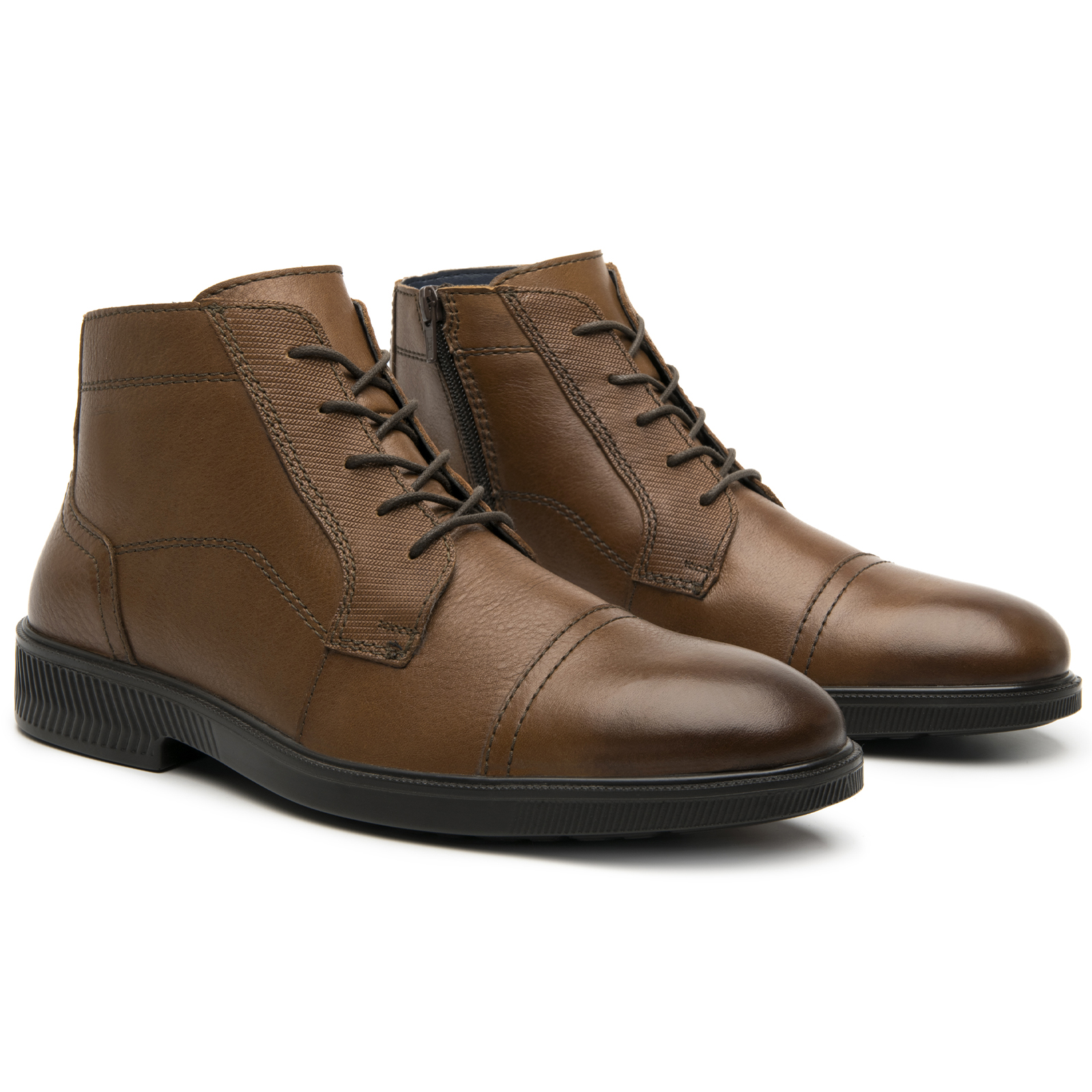 Botin Hombre Semi Vestir Clasico Flexi 412306 Tan Cierre Interno
