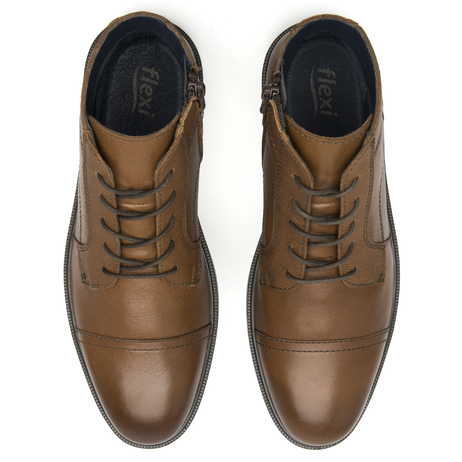 Botin Hombre Semi Vestir Clasico Flexi 412306 Tan Cierre Interno