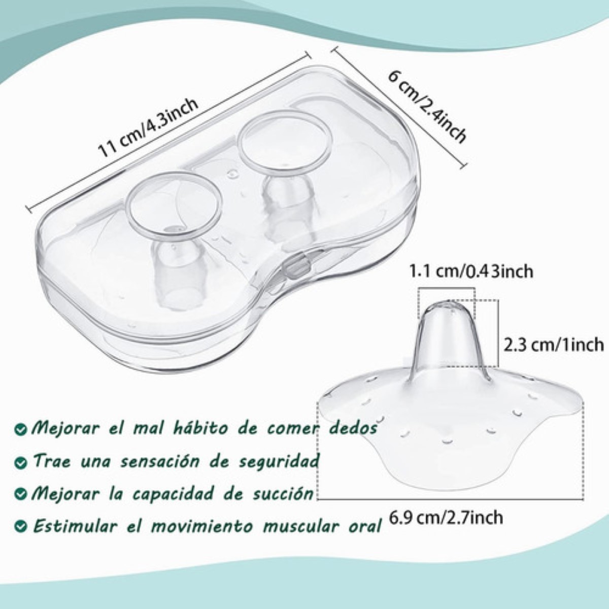 Protector de pezón de silicona para lactancia con pezón ortopedico