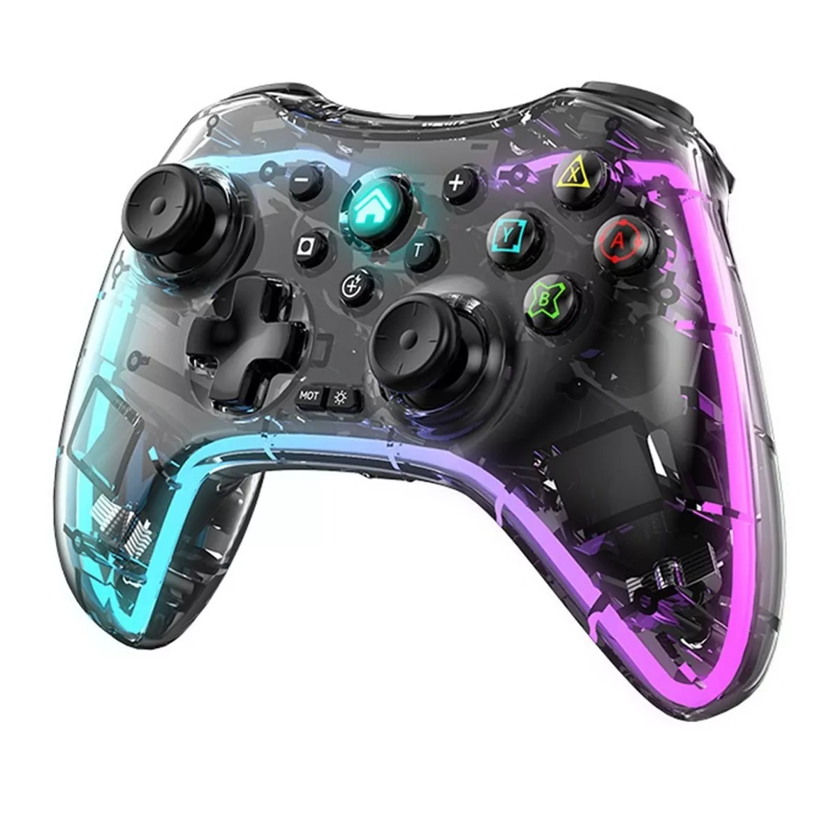 Control Inalámbrico Gamepad Para Switch/pc Transparente Rgb