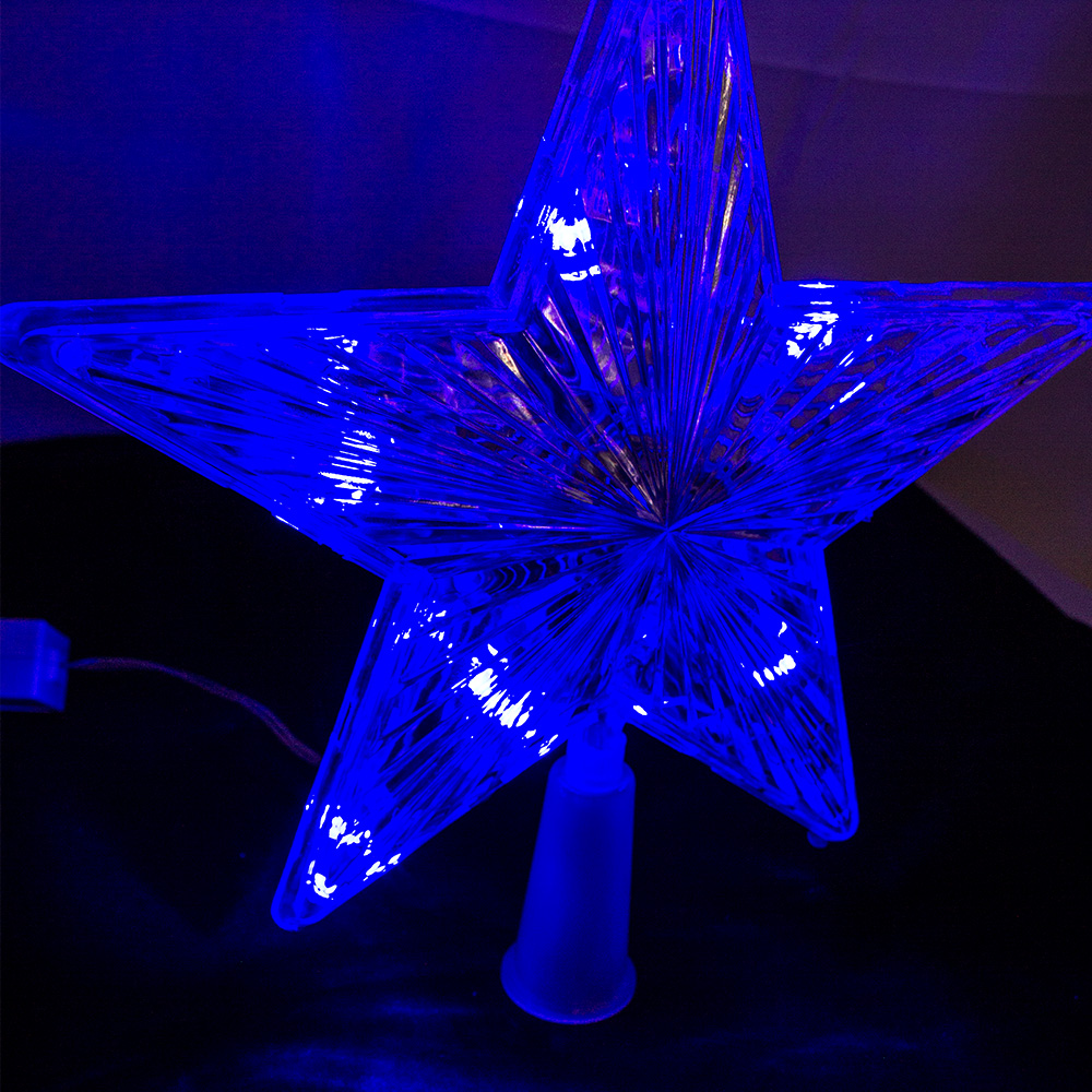 Estrella Fugaz Punta De Árbol Navideño Luz Azul 10 Led