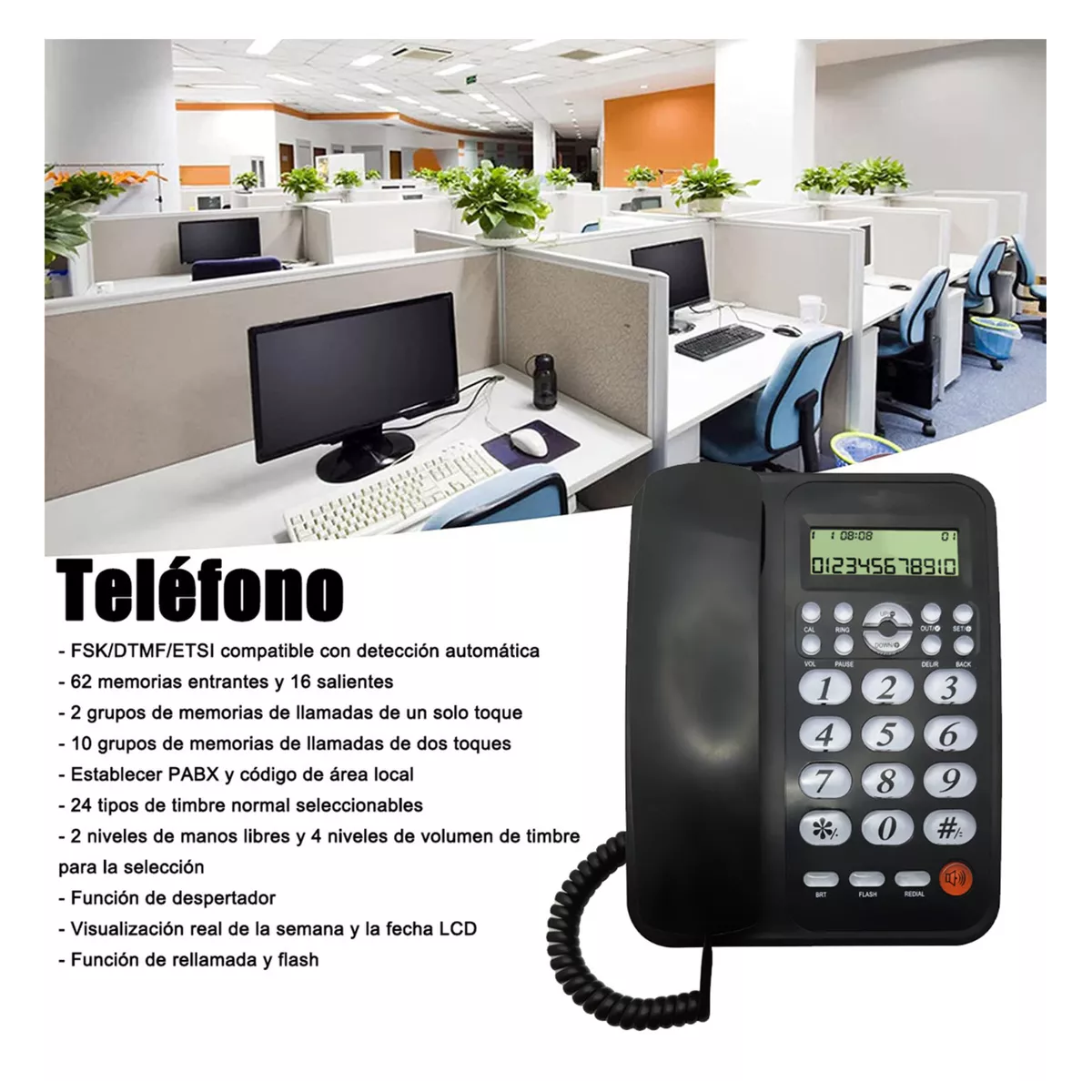 Teléfono Fijo Alambrico Telefono De Line Para Casa U Oficina