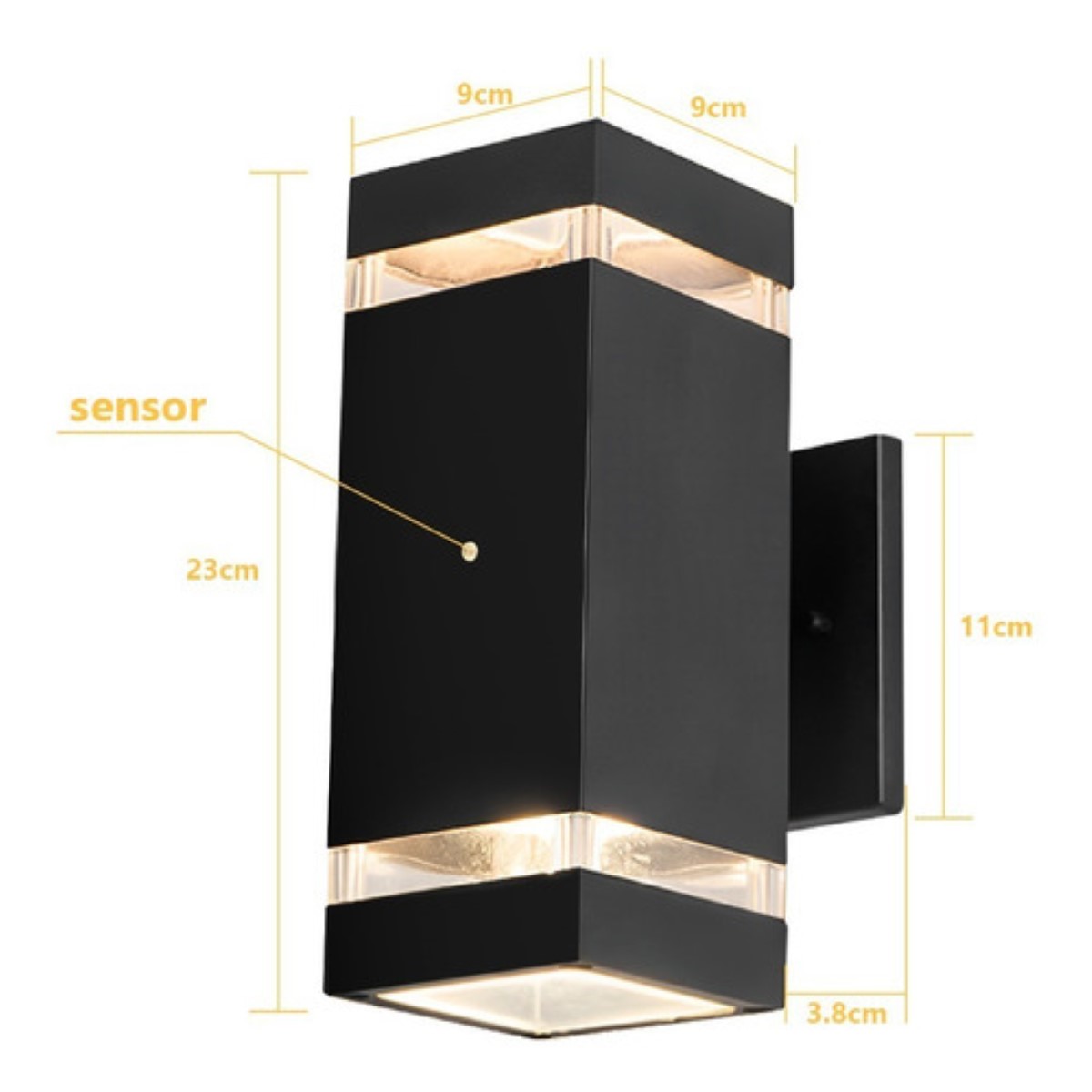 Lámpara Pared Led Exterior Interior Luces Sensor 2 Bombilla 