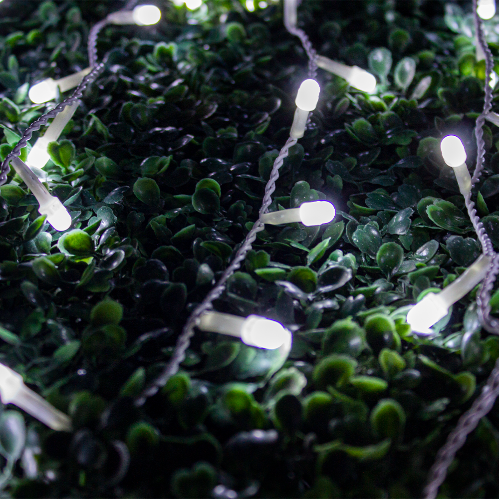 Serie Navideña 100 Led Luz Blanca 8 Funciones 5 Mts Foco 8mm