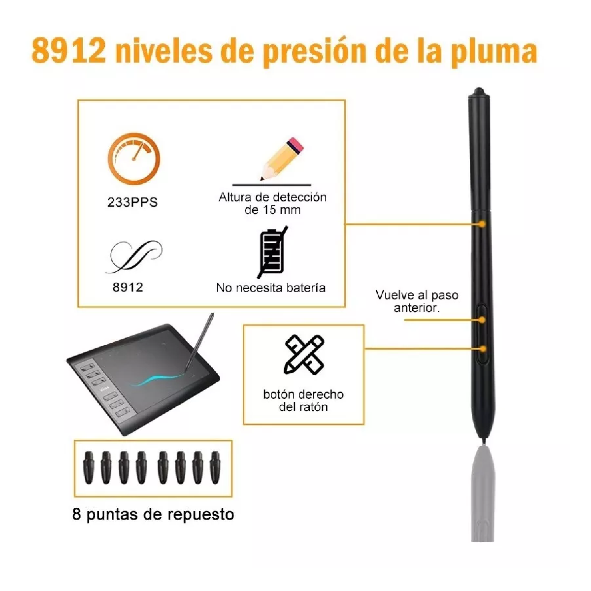 Tableta Gráfica 10x6 Con 8192 Niveles De Presión Y 22 Teclas