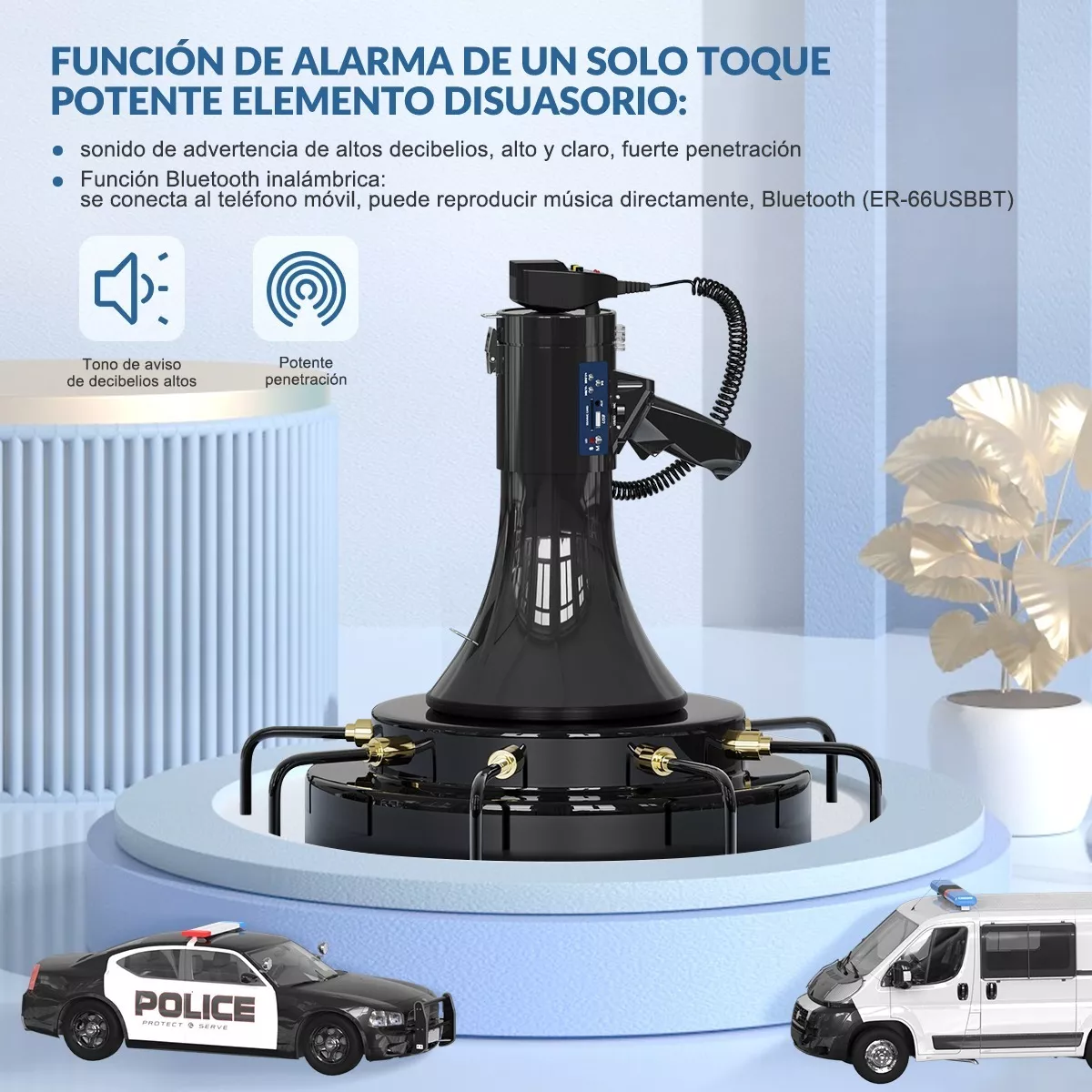 Megafono Recargable Con Grabador Y Sirena Usb/sd 20000hz