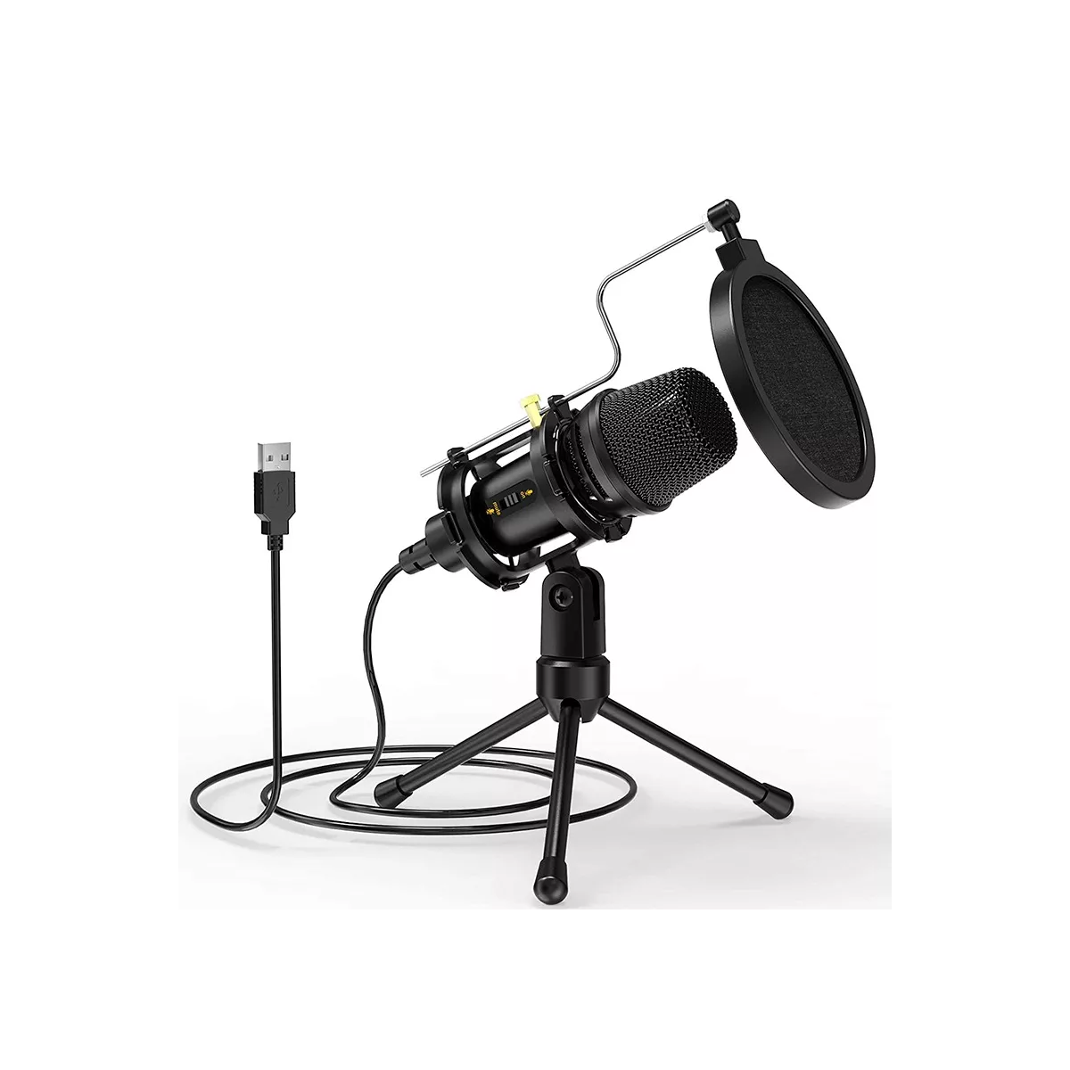 Kit Micrófono Condensador Usb Para Pc Gamer Streaming Negro