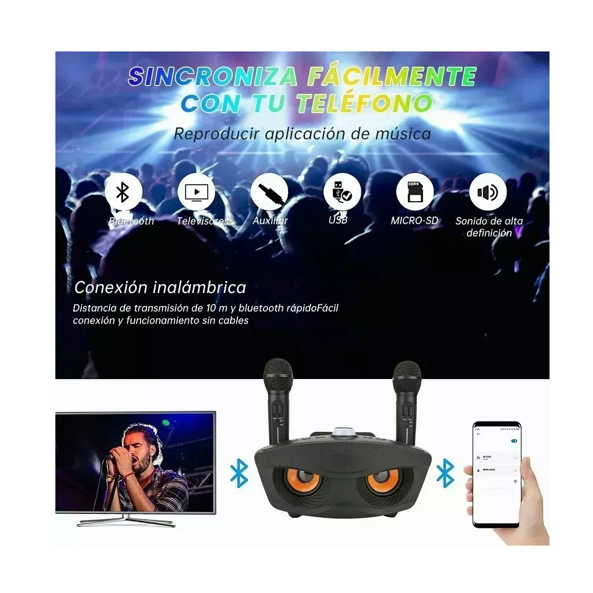 Altavoz Inalámbrico Portátil Con Micrófono Bluetooth