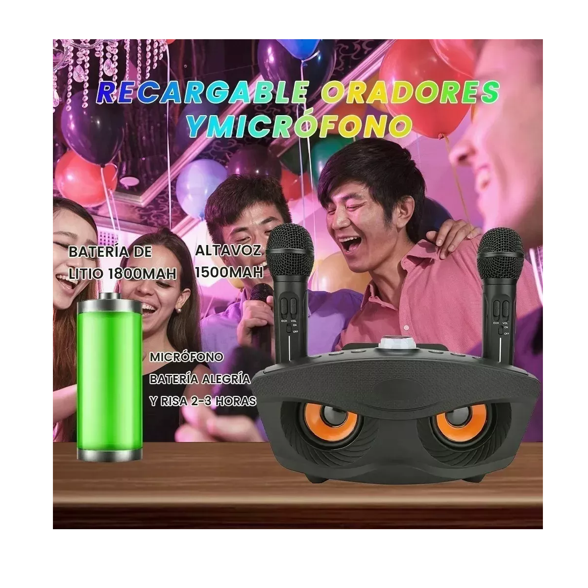 Altavoz Karaoke Portátil PZX, micrófono, batería recargable